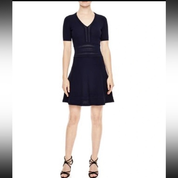 Sandro Betsy Fit and Flare Navy Dress Size: 3 - Picture 1 of 11